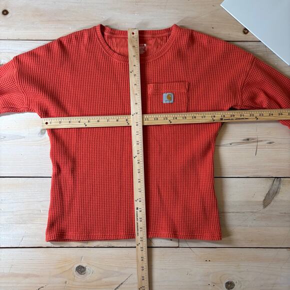 Carhartt EUC Women's Relaxed Fit Heavyweight Crewneck Thermal Shirt Orange XS - Picture 8 of 8